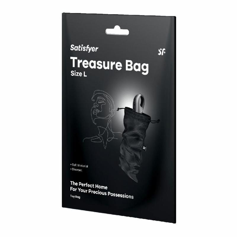 Мішечок для секс-іграшок Satisfyer Treasure Bag L, чорний, на шнурку
