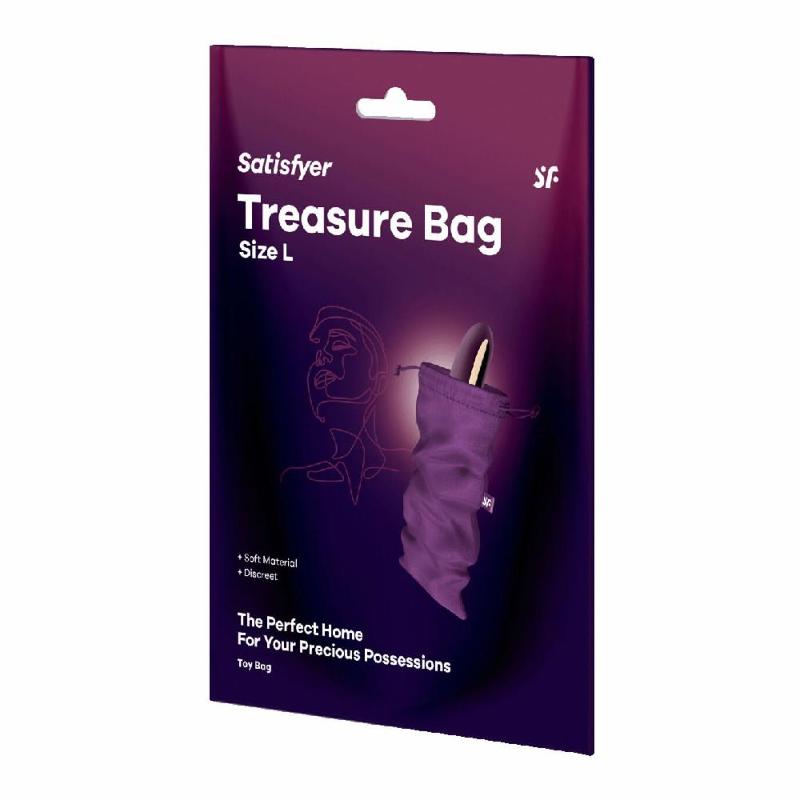 Мішечок для секс-іграшок Satisfyer Treasure Bag L, фіолетовий, на шнурку