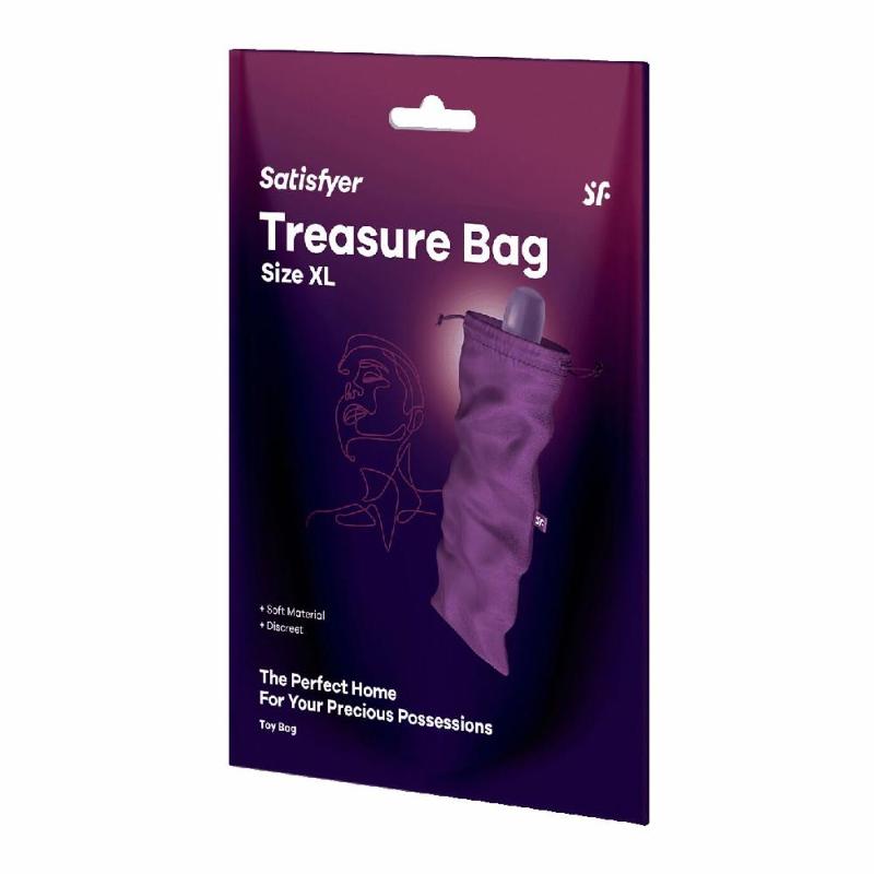 Мішечок для секс-іграшок Satisfyer Treasure Bag XL, фіолетовий, на шнурку