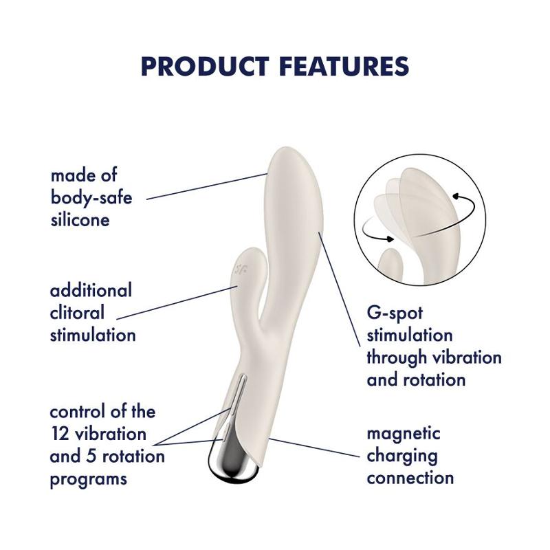 Вібратор-кролик з ротацією Satisfyer Spinning Rabbit 1 Beige, 3 мотори