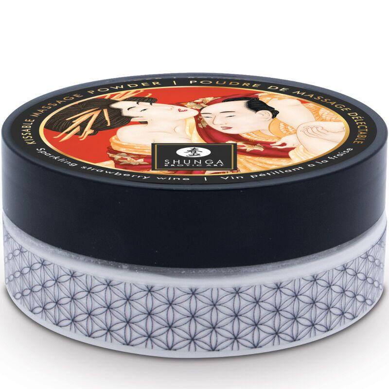 Смачна пудра для оральних пестощів Shunga Body Powder Sparkling Strawberry Wine, 75 г, аромат полуниці