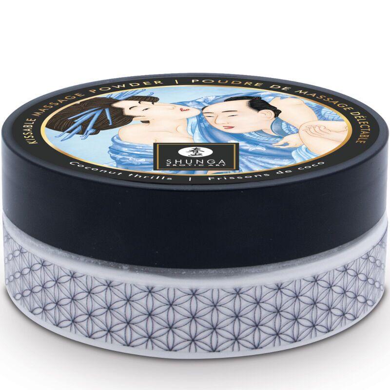 Смачна пудра для оральних пестощів Shunga Body Powder Coconut Thrills, 75 г, аромат кокоса