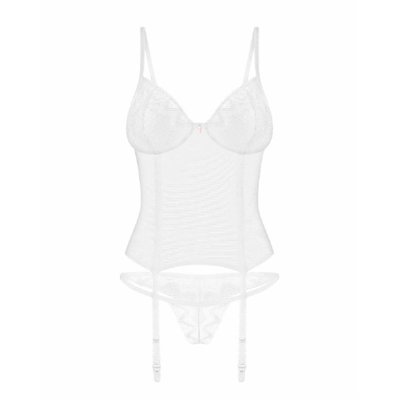 Корсет Obsessive Alissium corset&thong XS/S, гнучкі кісточки, відкрита спина, стрінги в комплекті