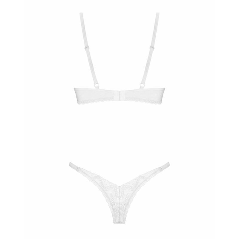 Комплект Obsessive Alissium 2-pcs set, M/L, мереживо, ліф з м’якою чашкою, трусики танга