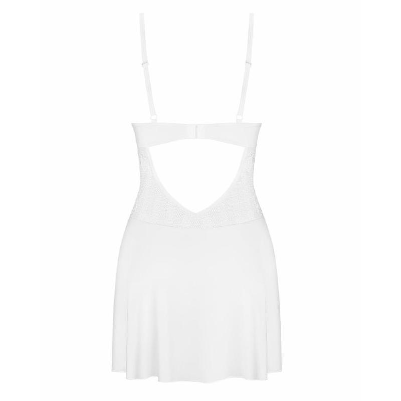 Пеньюар Obsessive Alissium chemise & thong, XS/S, мереживний ліф, стрінги в комплекті