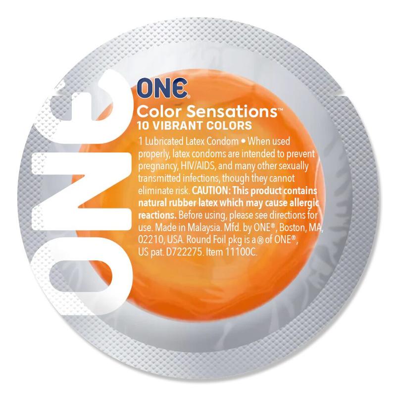 Набір презервативів ONE Color Sensations, 100 шт, кольорові, 10 кольорів, зі змазкою, паковання-тубус