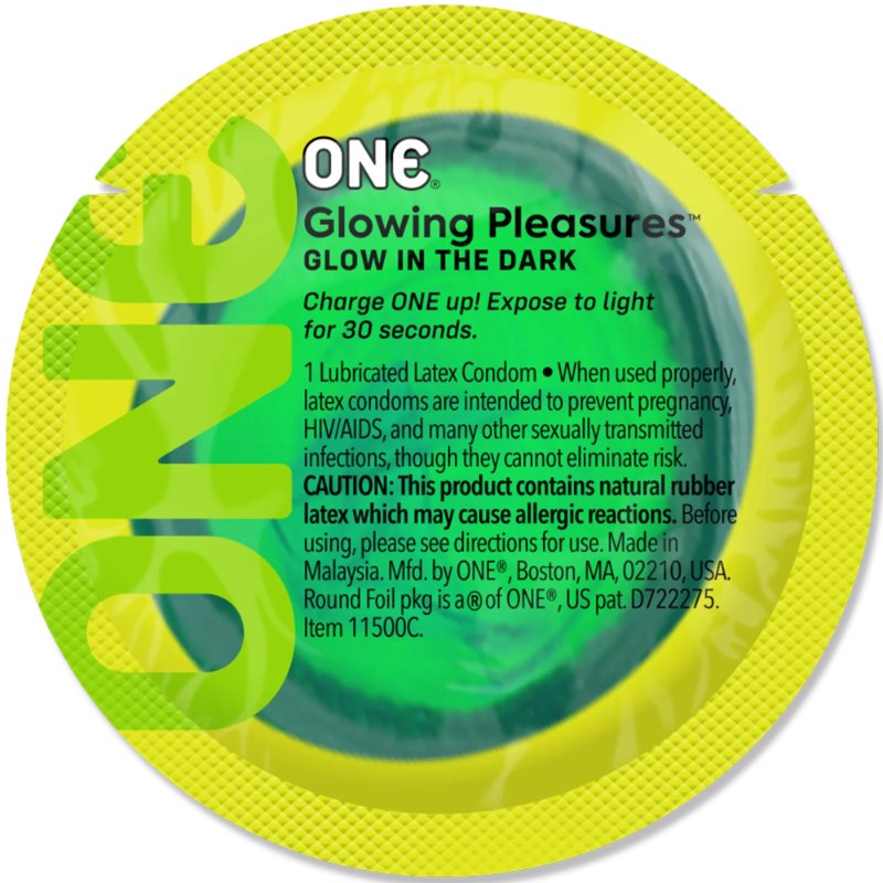 Презерватив ONE Glowing Pleasures, 1 шт, світиться в темряві, зі змазкою - зображення 1