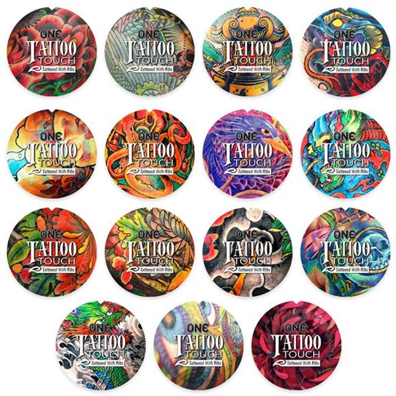 Презерватив ONE Tattoo Touch Blue, 1 шт, блакитний, з рельєфом у вигляді татуювання