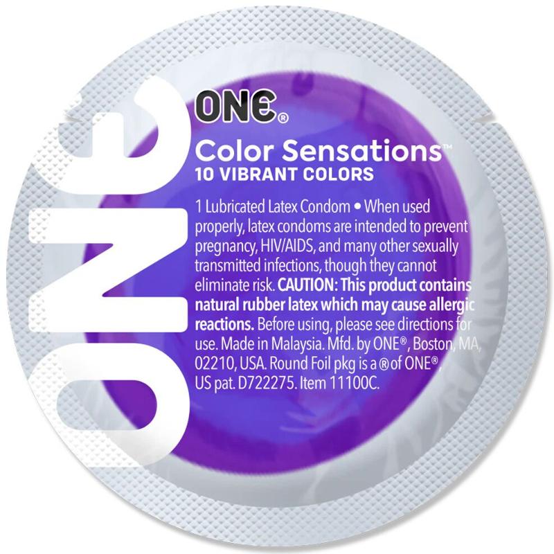 Презерватив ONE Color Sensations Pick ONE, 1 шт, фіолетовий, гладенький, зі змазкою
