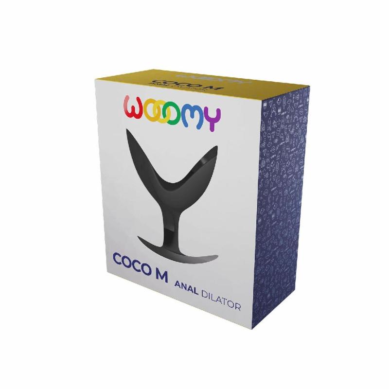 Анальний розширювач Wooomy Coco M, чорний, силіконовий, роздвоєний