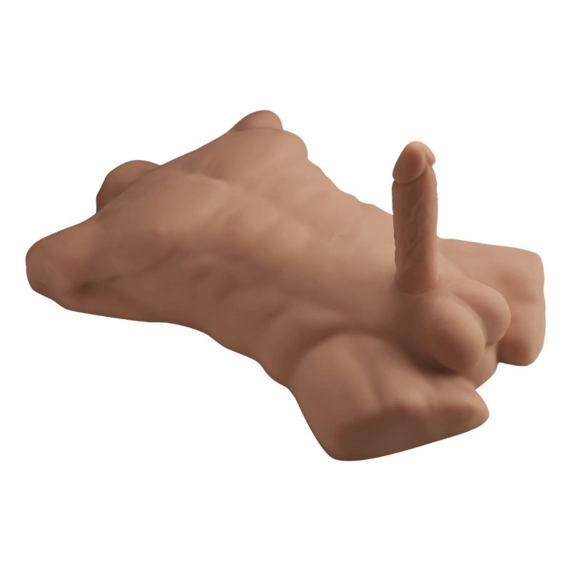 Торс з фалоімітатором на присосці SilexD Apollo L Male Torso Caramel - зображення 1