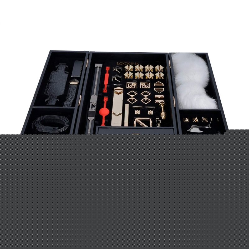 БДСМ-набір LOCKINK All-in-1 BDSM Play Kit, чорний, шкіра з тисненням, предмети для бондажу, шибарі, ваксплею