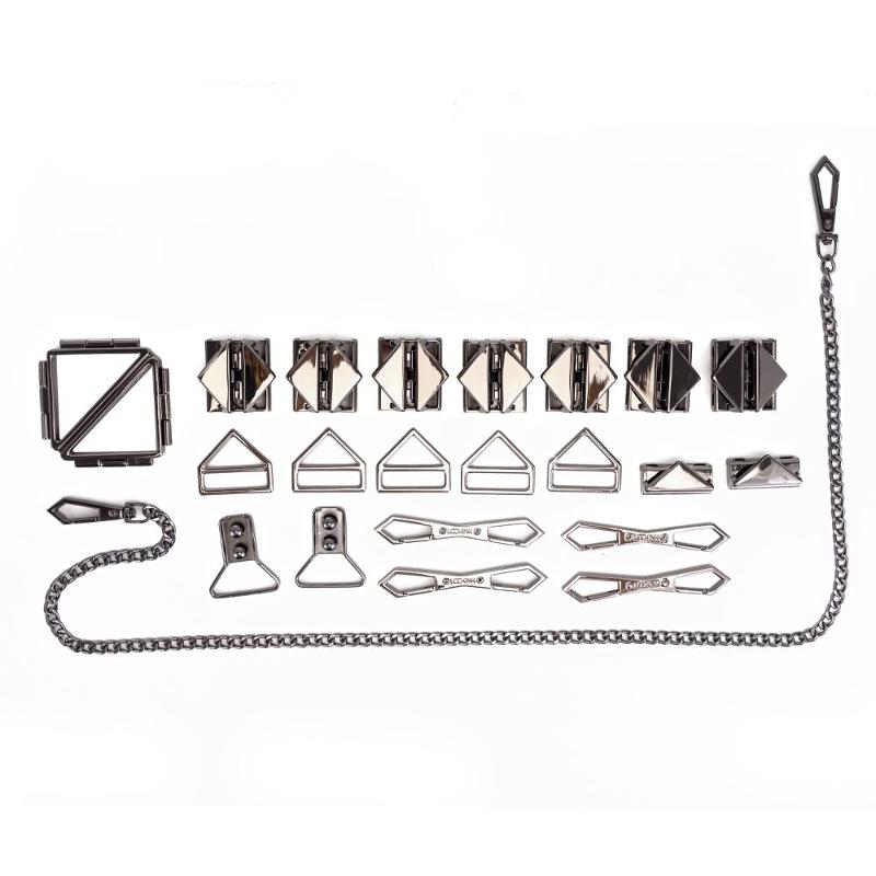БДСМ-набір LOCKINK Bondage & Restraint Set, чорний, натуральна шкіра, фіксатори, маска, кляп