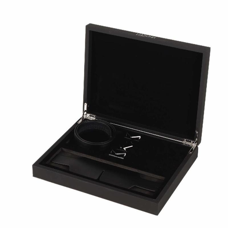 Маска на очі LOCKINK Blindfold Kit, чорна, натуральна шкіра, регульований обсяг