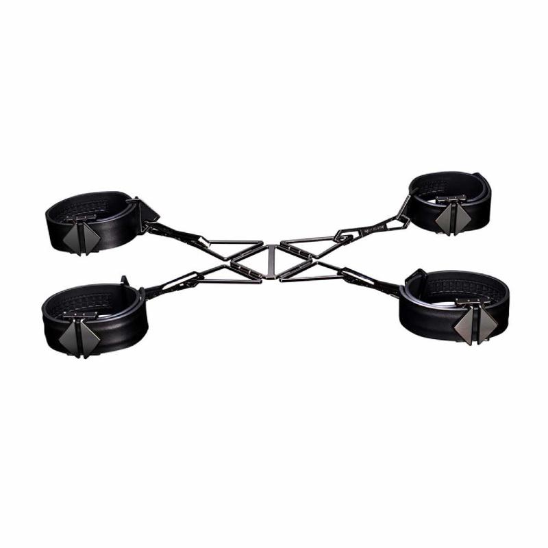 Набір фіксаторів для рук та ніг LOCKINK Hogtie Set, чорний, ремені з натуральної шкіри