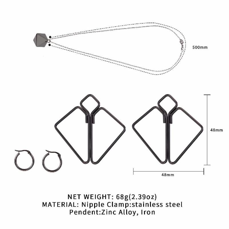Затискачі для сосків з важкою підвіскою LOCKINK Nipple Clamps with Heavy Pendant, сріблясті