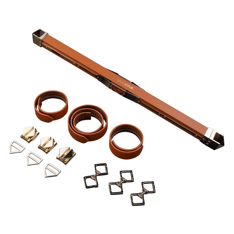 Фіксатор-розпірка LOCKINK Adjustable Spreader Bar Set, коричневий, шкіряний, ремені для шиї, рук/ніг