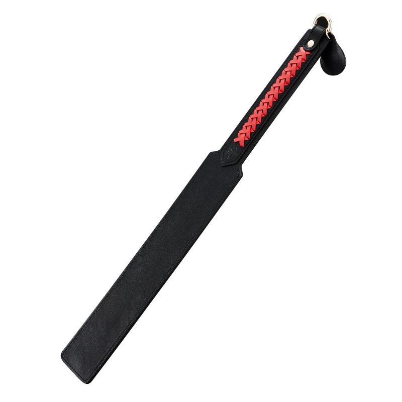 Паддл LOCKINK SEVANDA Braided-handle Spanking Paddle, чорно-червоний, гладенький, з плетінням на ручці