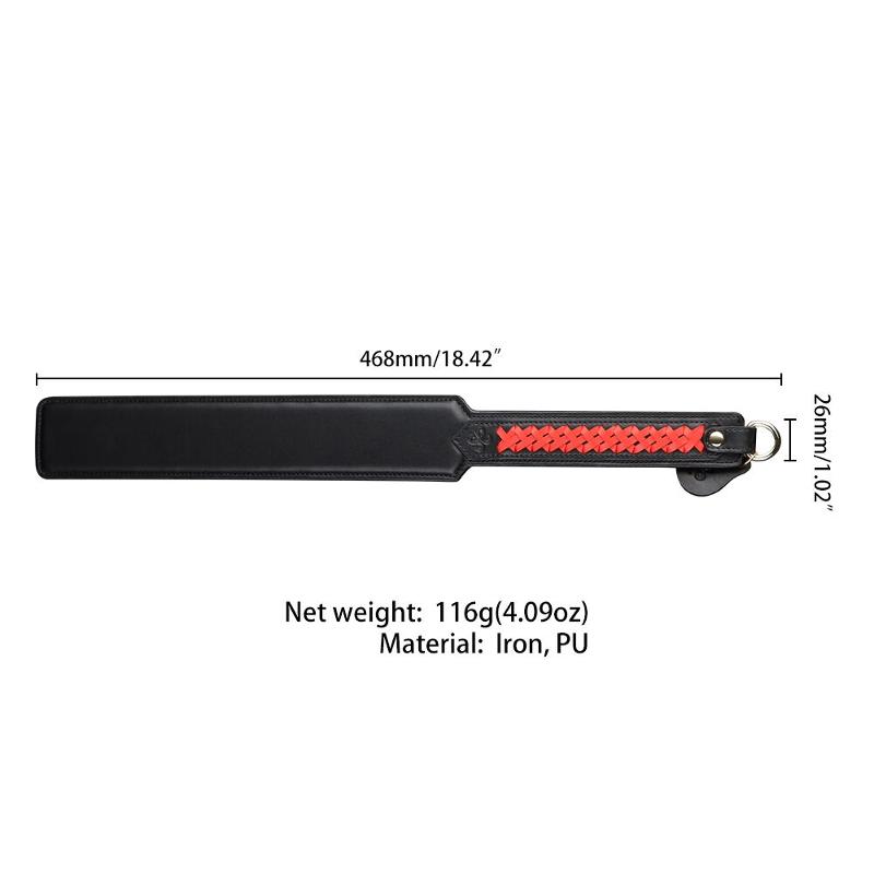 Паддл LOCKINK SEVANDA Braided-handle Spanking Paddle, чорно-червоний, гладенький, з плетінням на ручці