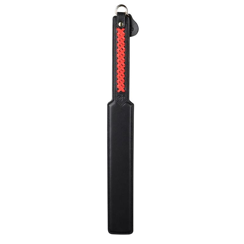 Паддл LOCKINK SEVANDA Braided-handle Spanking Paddle, чорно-червоний, гладенький, з плетінням на ручці