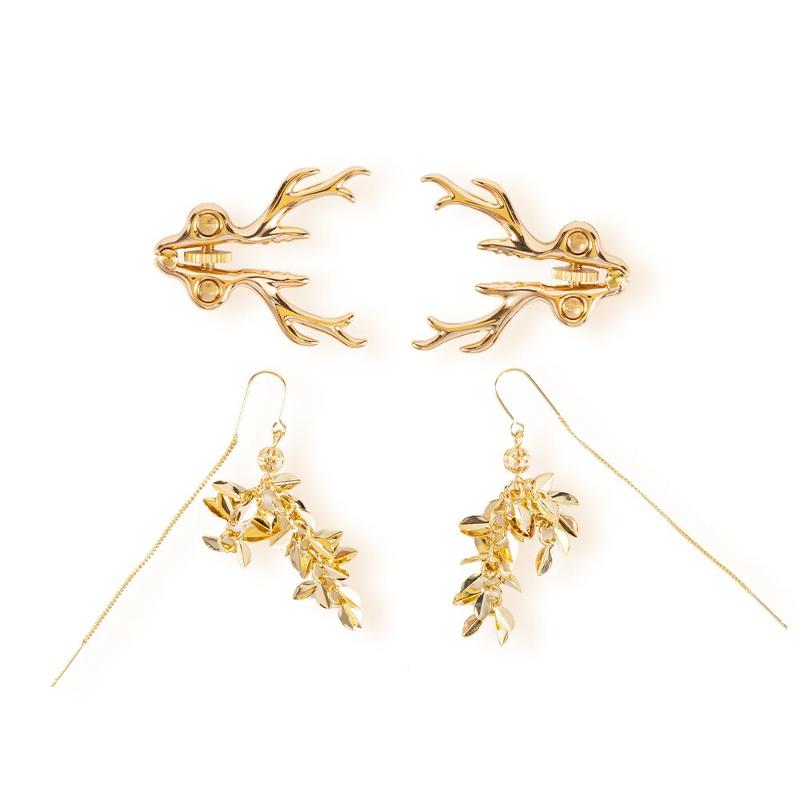 Затискачі для сосків LOCKINK SEVANDA Stag Adjustable Nipple Clamps, золотисті, зі знімними підвісками