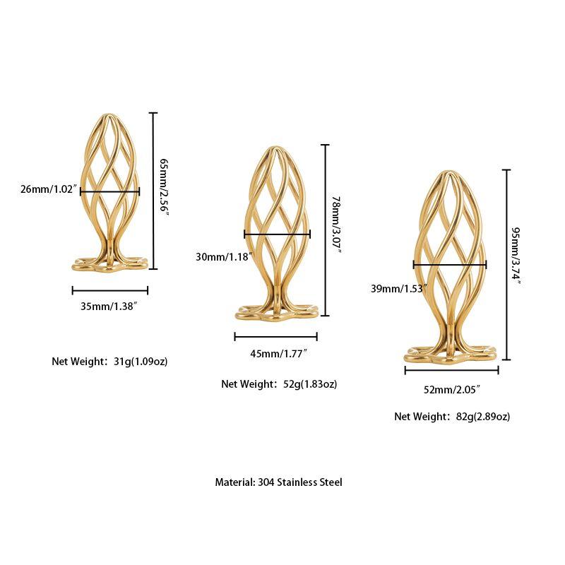 Металева анальна пробка LOCKINK SEVANDA Hollow Spiral Golden, S, золотиста, діаметр 2,6 см
