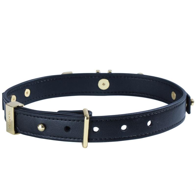Нашийник LOCKINK Dark DIY Alphabet Collar, чорний, штучна шкіра, букви зі стразами