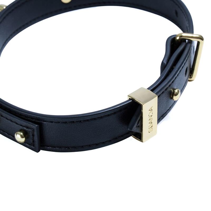 Нашийник LOCKINK Dark DIY Alphabet Collar, чорний, штучна шкіра, букви зі стразами