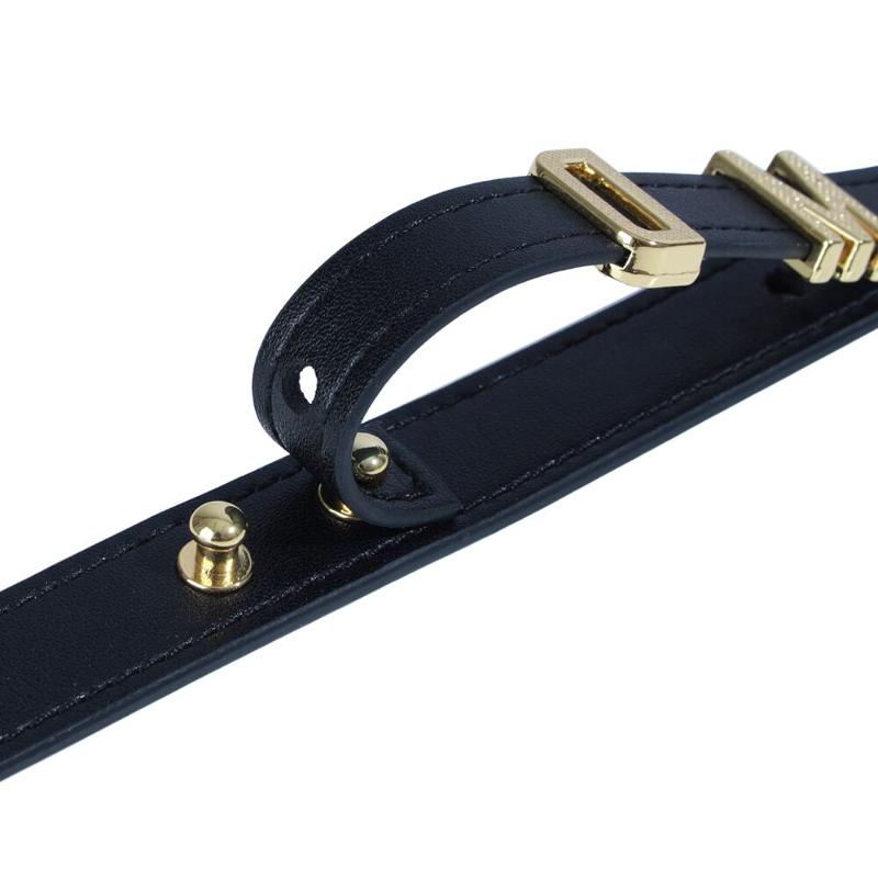 Нашийник LOCKINK Dark DIY Alphabet Collar, чорний, штучна шкіра, букви зі стразами