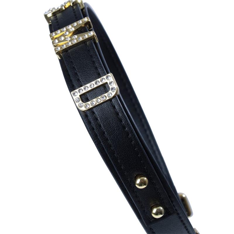 Нашийник LOCKINK Dark DIY Alphabet Collar, чорний, штучна шкіра, букви зі стразами