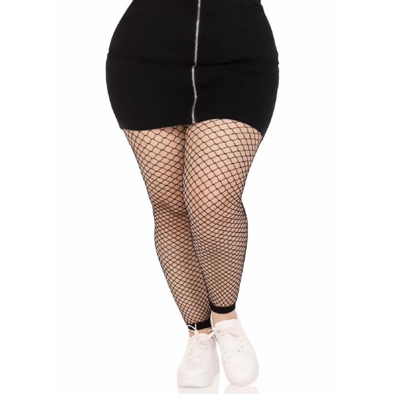 Колготки без стопи Leg Avenue Industrial Net footless tights, 1X/2X, чорні, в сітку