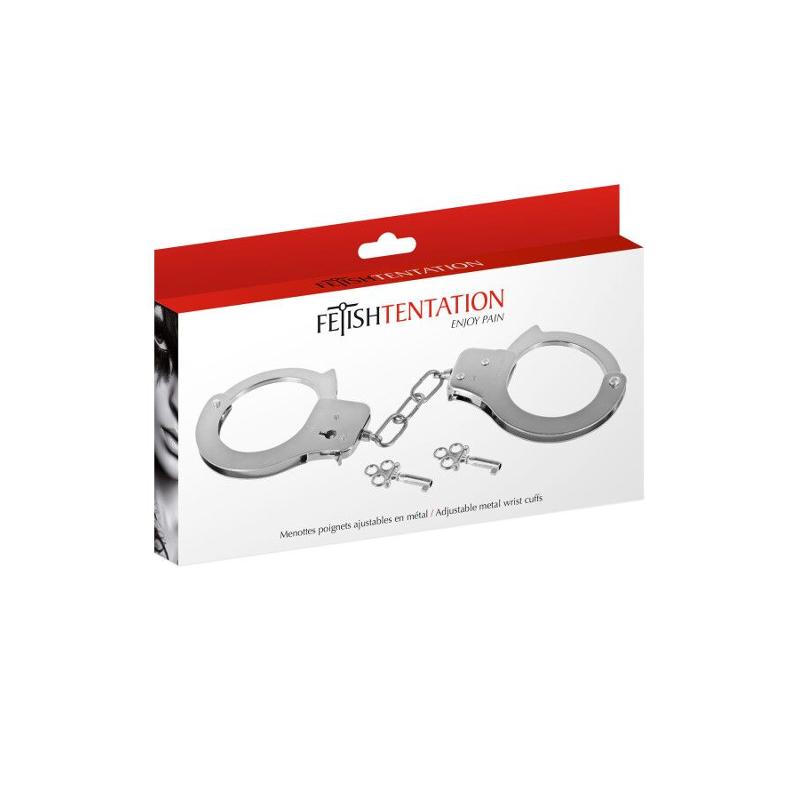Металеві наручники Fetish Tentation Adjustable metal wrist cuffs, 2 ключі