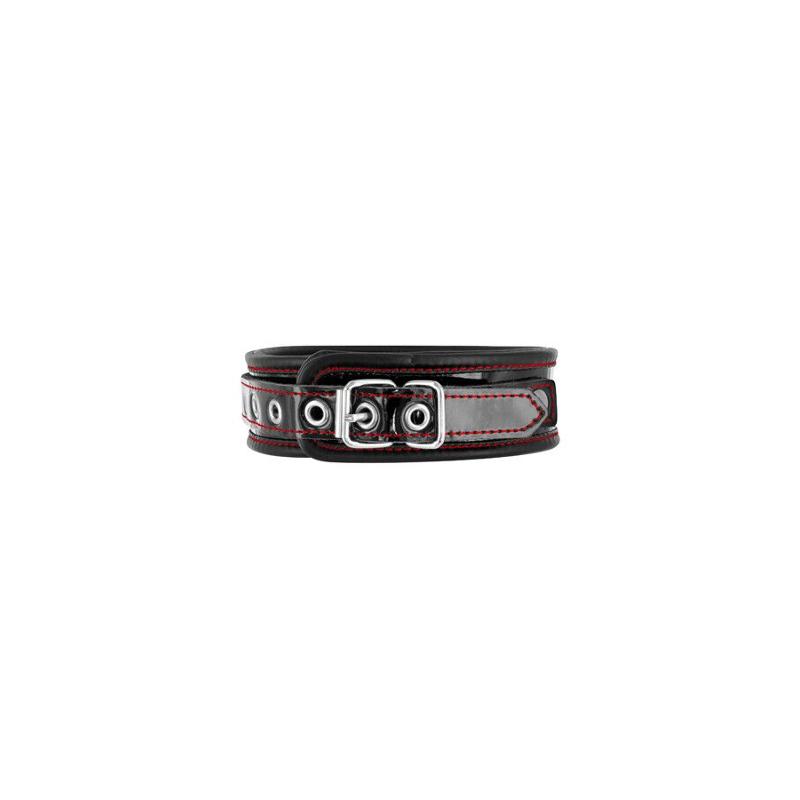 Нашийник із натуральної шкіри Fetish Tentation Premium Patent leather choker, кріпильне кільце