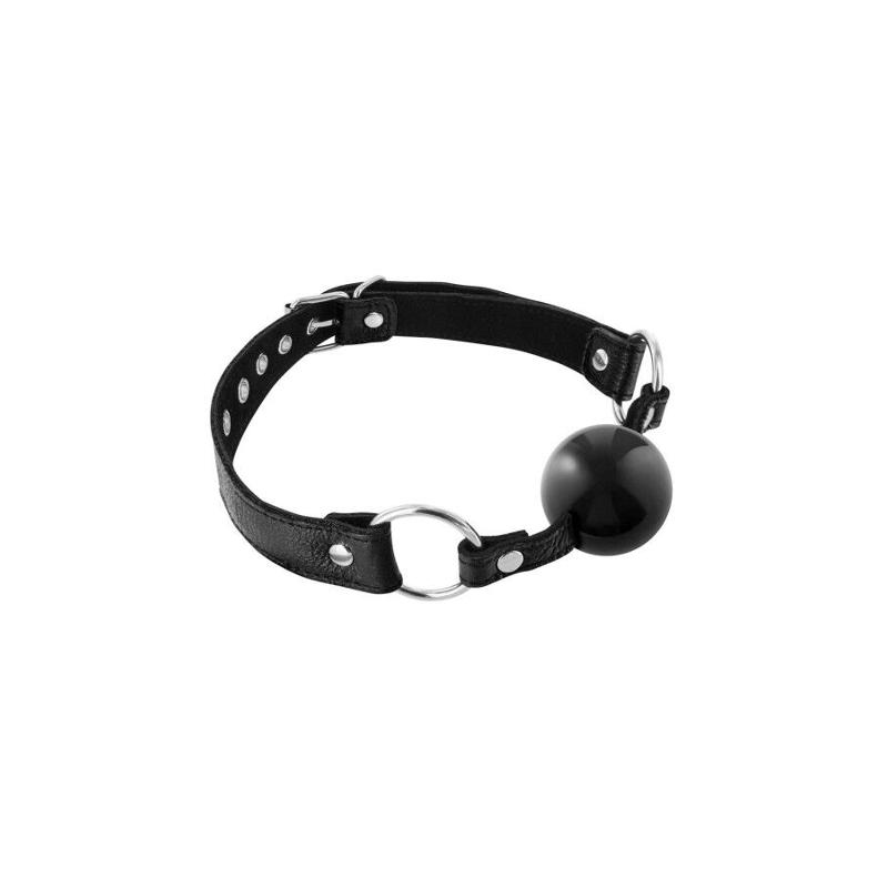 Кляп Fetish Tentation Premium Leather gag with silicone ball Black - зображення 1