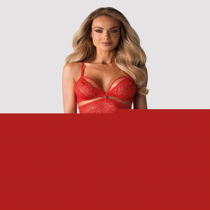 Бебі-дол Obsessive 838-BAB-3 babydoll & thong red 2XL/3XL - зображення 1