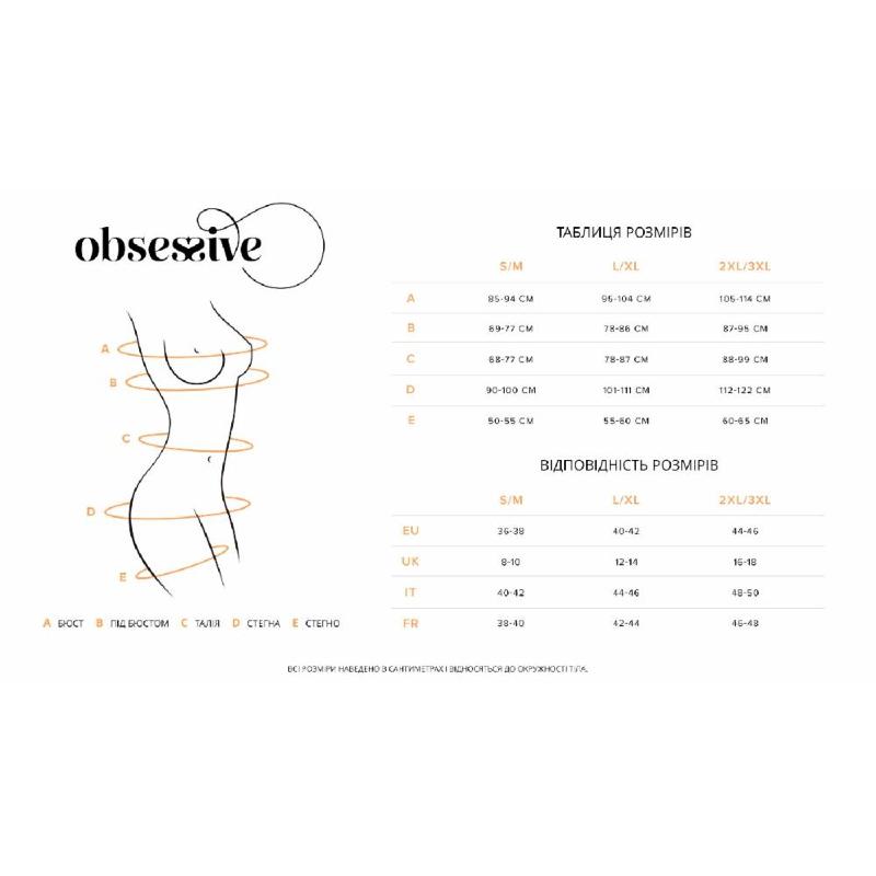 Пеньюар Obsessive Alluria peignoir & thong, S/M, прозорий, з мереживом, пояс, трусики в комплекті