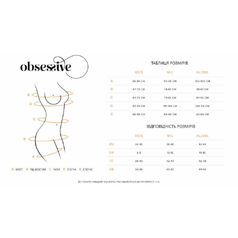 Бебі-дол Obsessive Donarella babydoll & thong, M/L, мереживний ліф, чокер та стрінги в комплекті