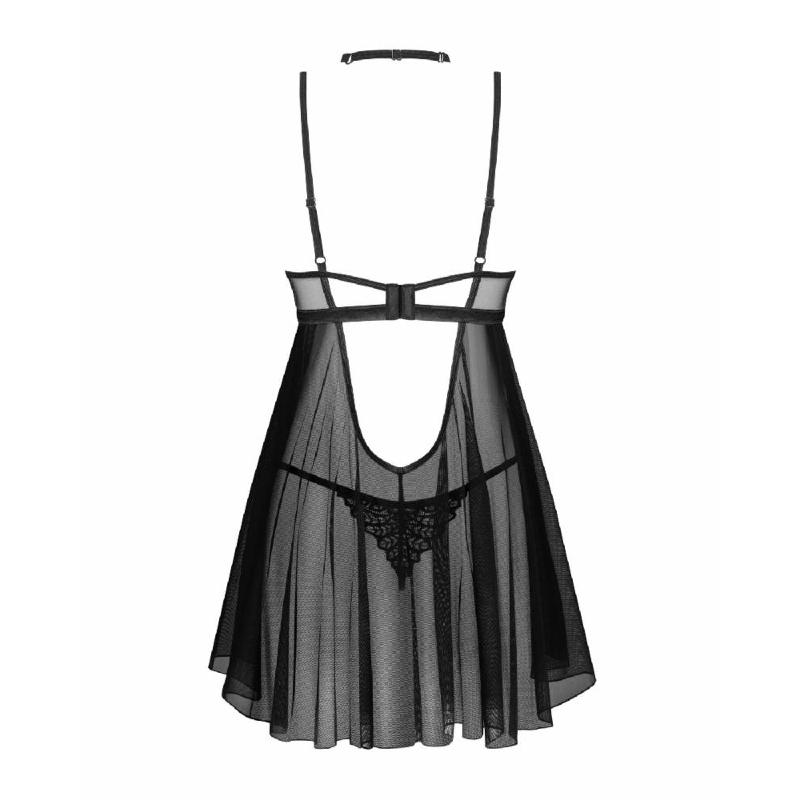 Бебі-дол Obsessive Donarella babydoll & thong, M/L, мереживний ліф, чокер та стрінги в комплекті