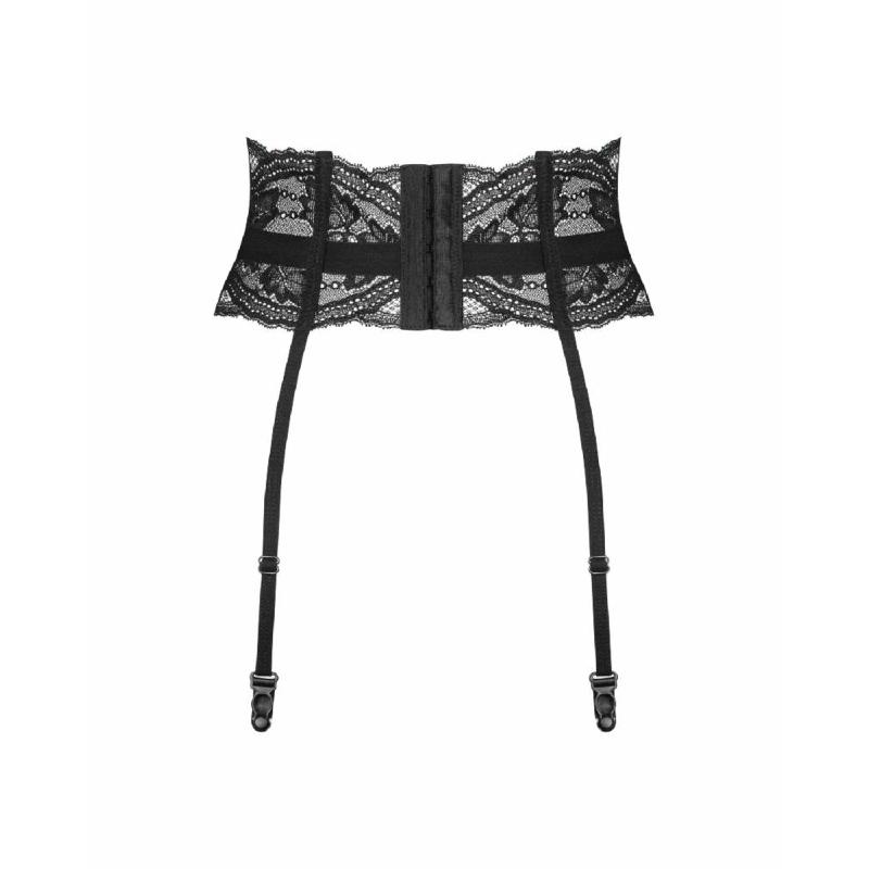 Пояс для панчіх Obsessive Nutris garter belt, XL/2XL, мереживний, з довгими пажами
