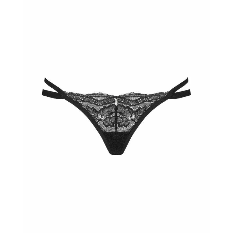 Трусики-стрінги Obsessive Nutris thong, XL/2XL, мереживні, дуже м’які, з подвійними боковинками