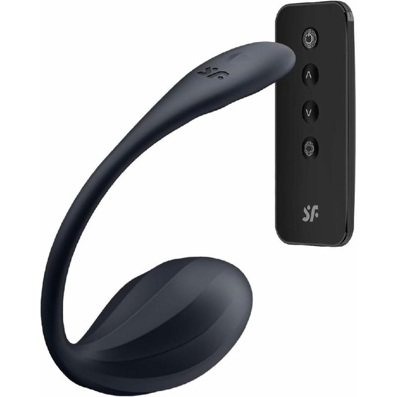 Смарт-віброяйце Satisfyer Ribbed Petal Connect App Black, керування зі смартфона, пульт ДК