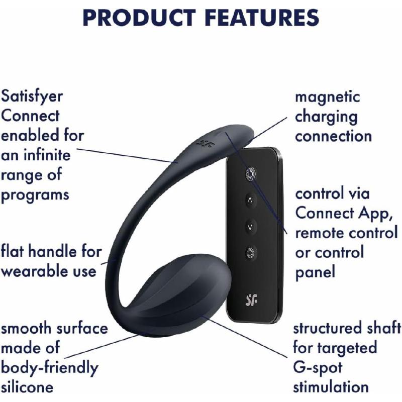 Смарт-віброяйце Satisfyer Ribbed Petal Connect App Black, керування зі смартфона, пульт ДК