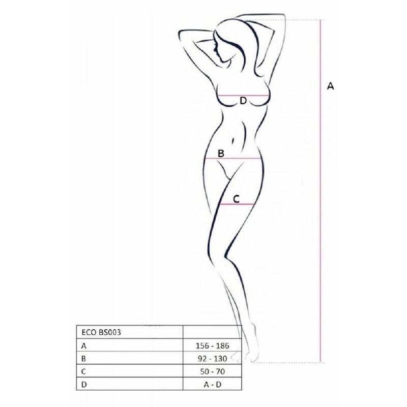 Бодістокінг Passion ECO BS003, чорний, One Size, відкрита промежина, імітація корсета і панчіх