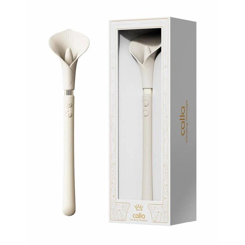 Розкішний вібромасажер Zalo – Calla Ivory White, двосторонній, 2 мотори