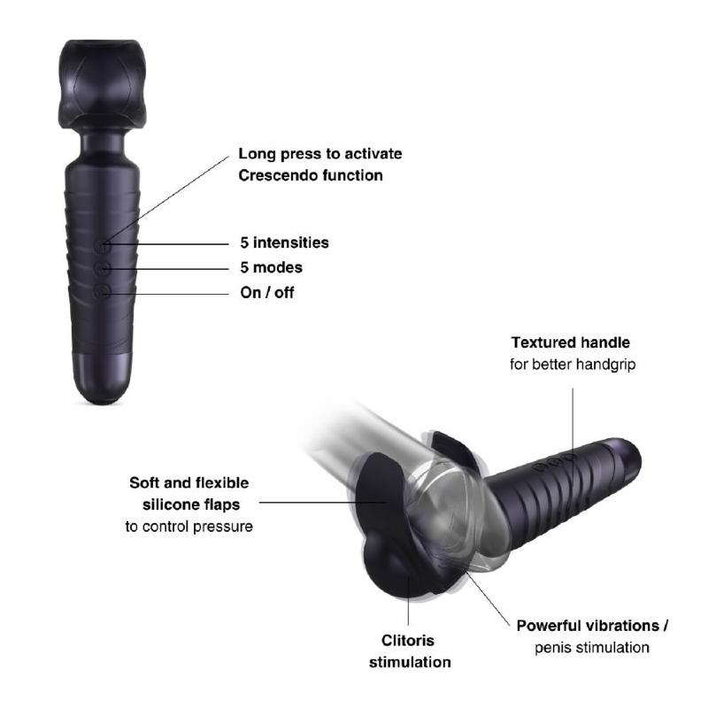Мастурбатор-вібромасажер Manwan MAN.WAND EVO Black Plum, чудово для пар, вібромінет