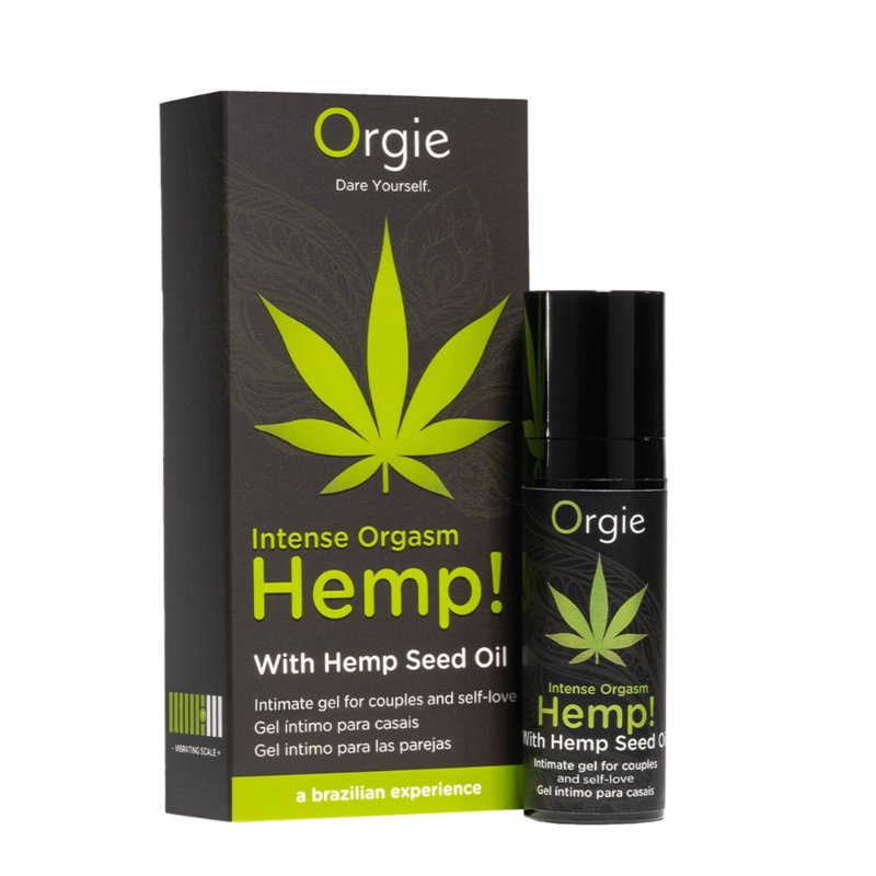 Збуджувальний гель для пар Orgie Hemp! Intense Orgasm, 15 мл, тепло-холод, ефект сильної вібрації - зображення 1