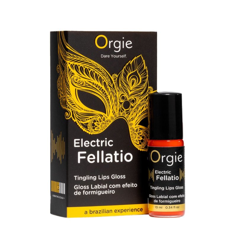 Блиск для губ з ефектом вібрації Orgie Electric Fellatio Lips Gloss, 10 мл, смак фруктового асорті - зображення 1
