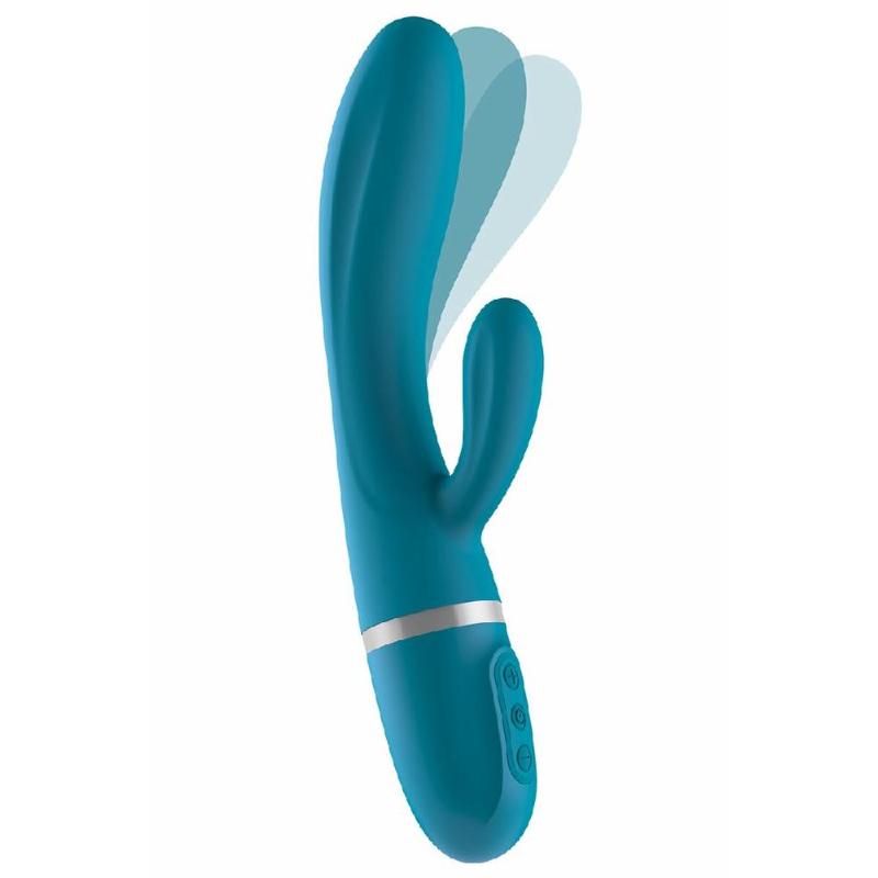 Вібратор-кролик Liebe Bend It Plus Ocean Blue, гнучкий, 2 мотори, 10 режимів