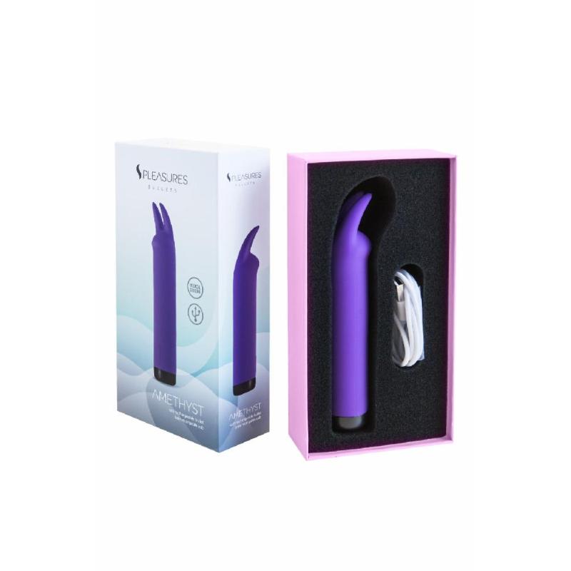 Вібратор S Pleasures Bullets Amethyst, фіолетовий, з двома відростками, 10 режимів, діаметр 2,8 см