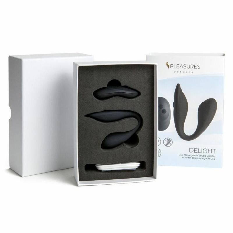 Подвійний вібратор S Pleasures Premium Delight, чорний, для клітора та точки G, 10 режимів